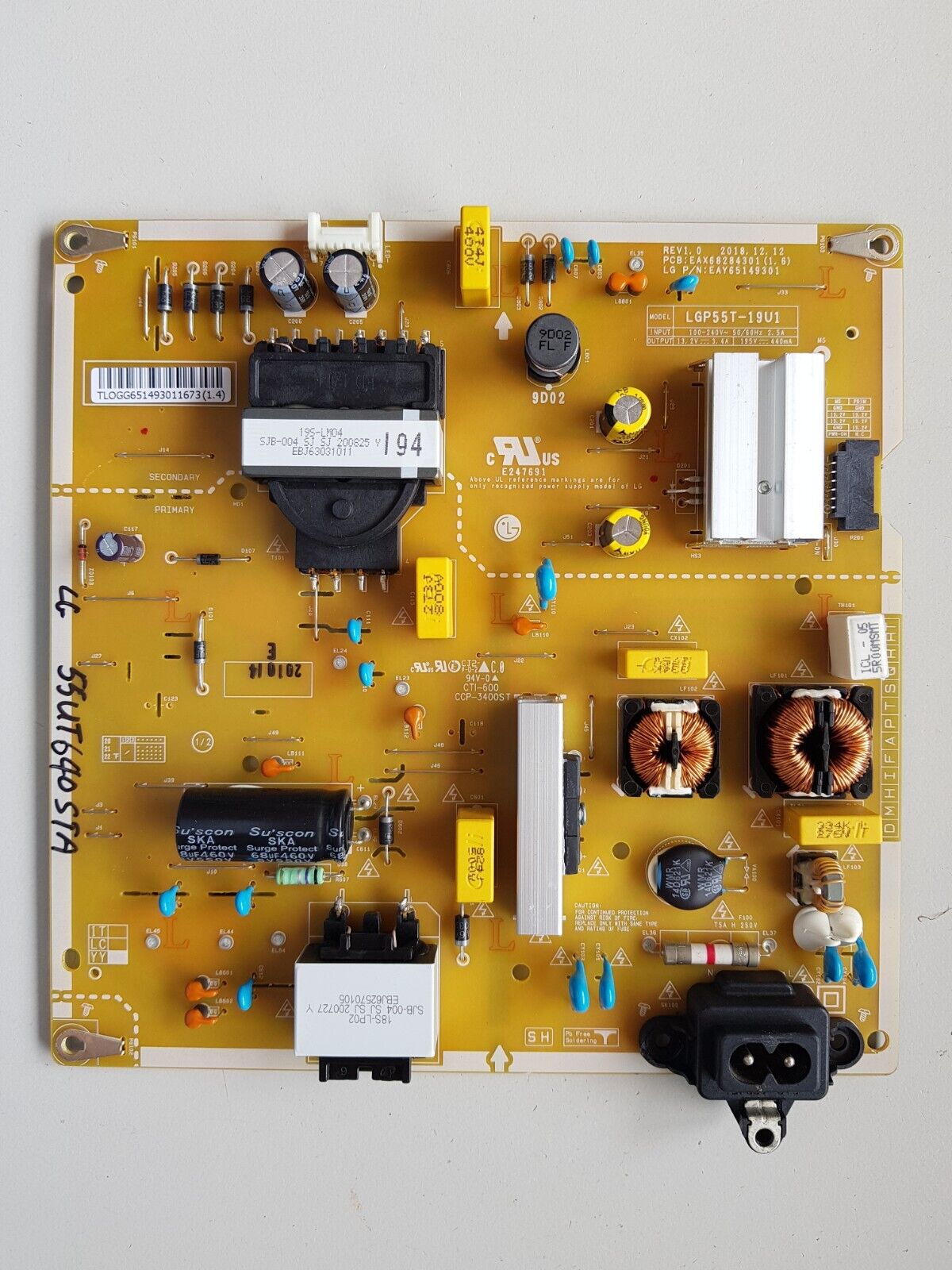 GENUINE LG 55UT640STA POWER SUPPLY BOARD EAX68284301 (1.6) EAY65149301