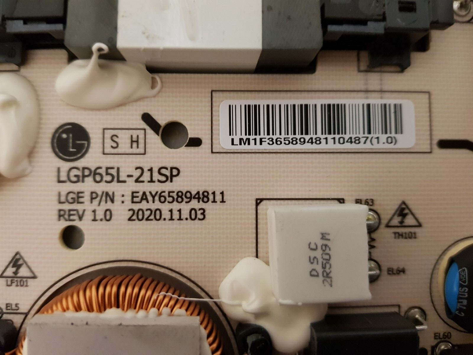 GENUINE LG 65NANO91TPA POWER SUPPLY BOARD LG65L-21SP EAY65894811 REV 1.0