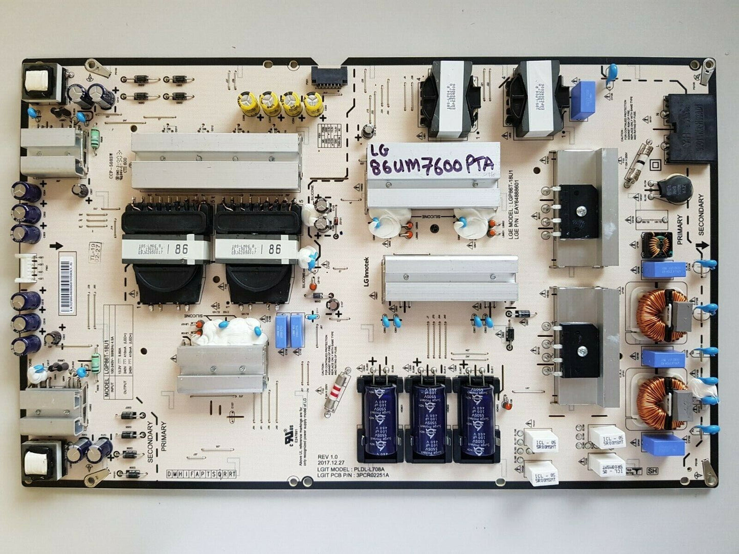 GENUINE LG 86UM7600 POWER SUPPLY BOARD EAY64888601 LGP86T-18U1 3PCR02251A 