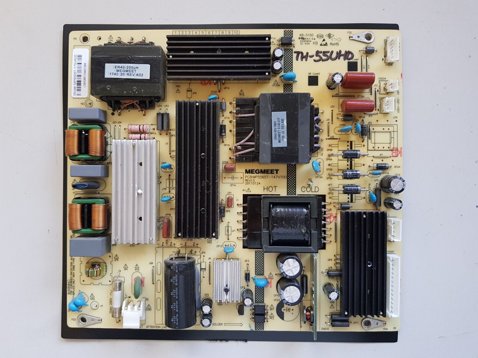 GENUINE THORN TH-55UHD POWER SUPPLY BOARD MP5565T-175V600 MP5565T-147V700