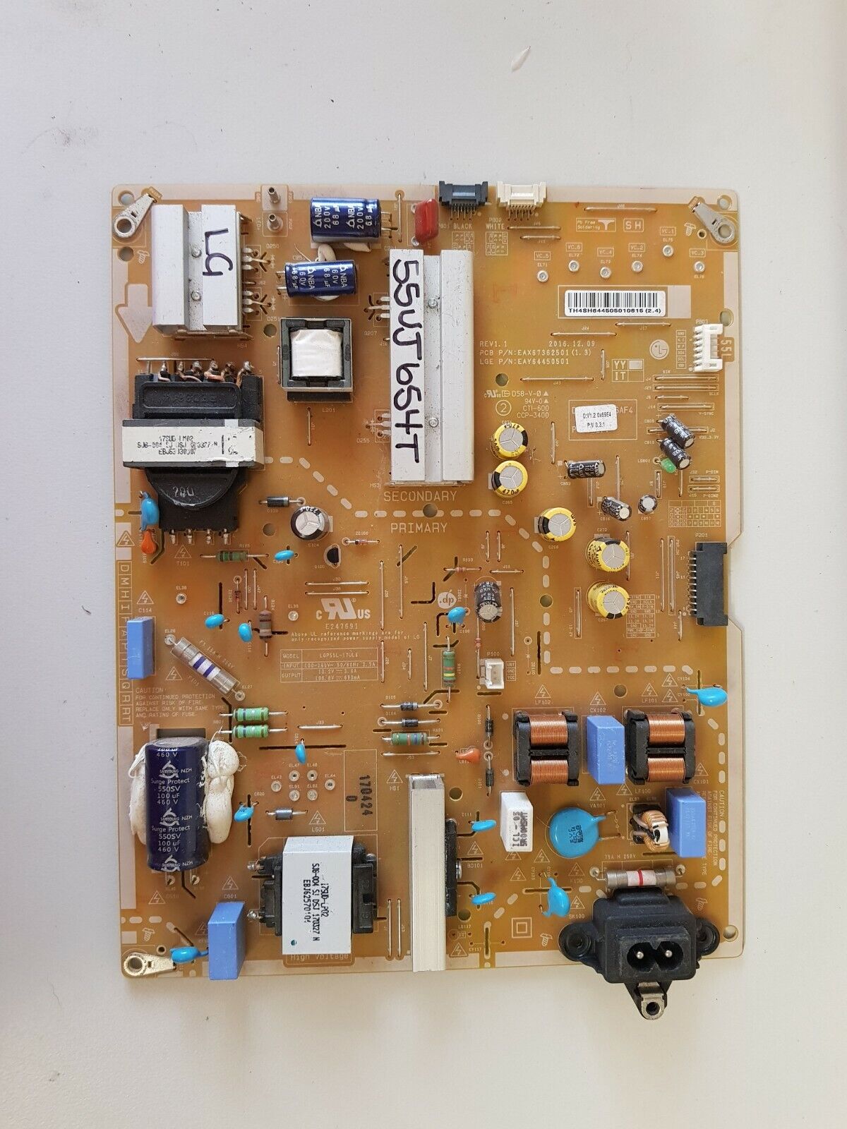 GENUINE LG 55UJ654T POWER SUPPLY BOARD EAY64450501 EAX67362501 LGP55L-17UL6