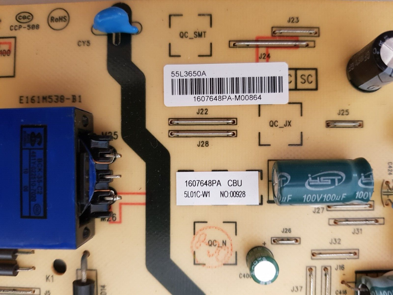 GENUINE TOSHIBA 55L3650A POWER SUPPLY BOARD L5L01C 168P-L5L01C-W1