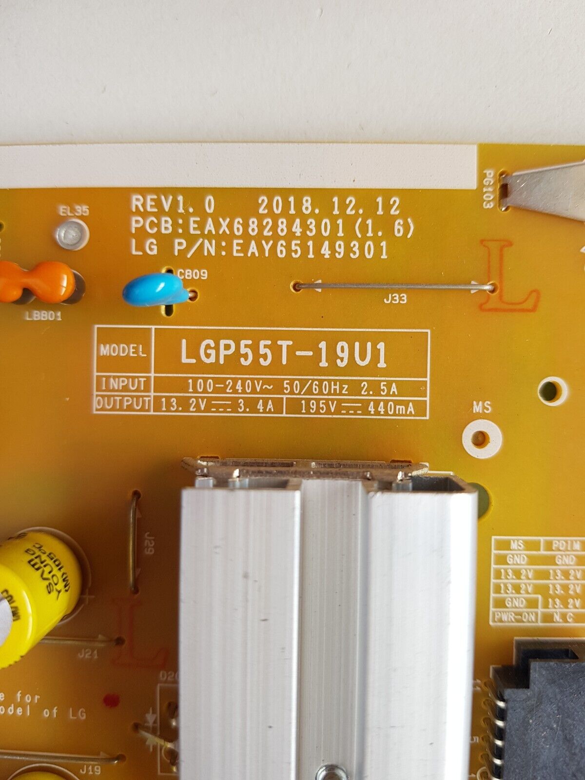GENUINE LG 55UT640STA POWER SUPPLY BOARD EAX68284301 (1.6) EAY65149301