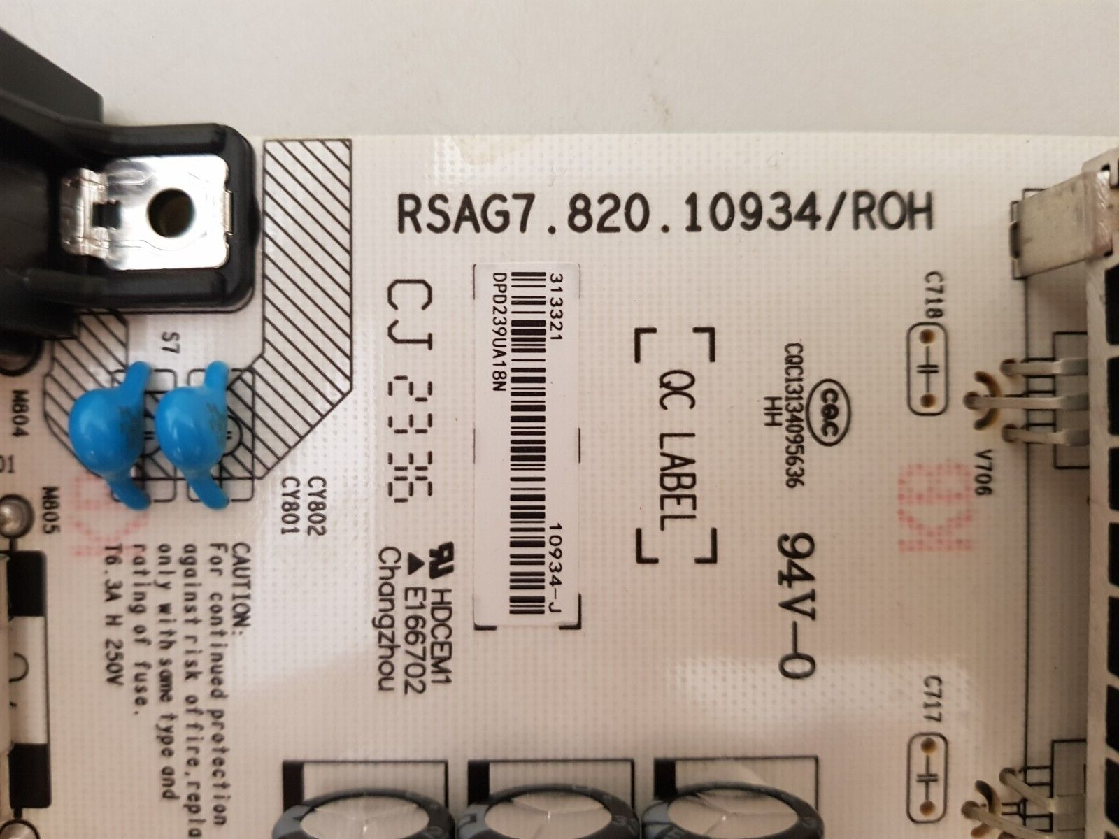 GENUINE HISENSE 65U8HAU POWER SUPPLY BOARD RSAG7.820.10934 313321