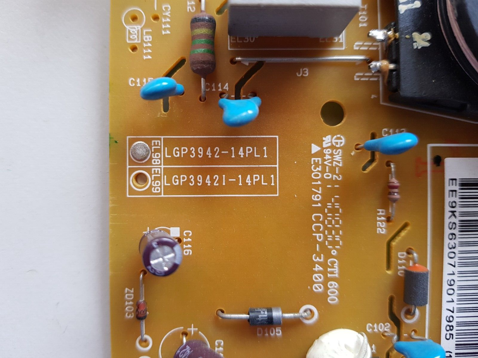 GENUINE LG 42LY340C POWER SUPPLY BOARD EAY63071901 EAX65423701 LGP3742-14PL1