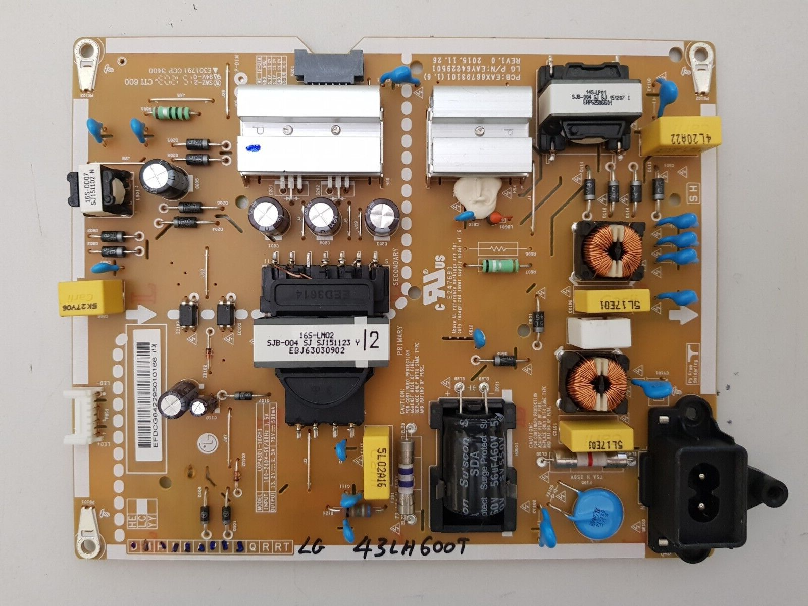 GENUINE LG 43LH600T POWER SUPPLY BOARD EAY64229501 LGP43DI-16CH1 EAX66793101 1.6