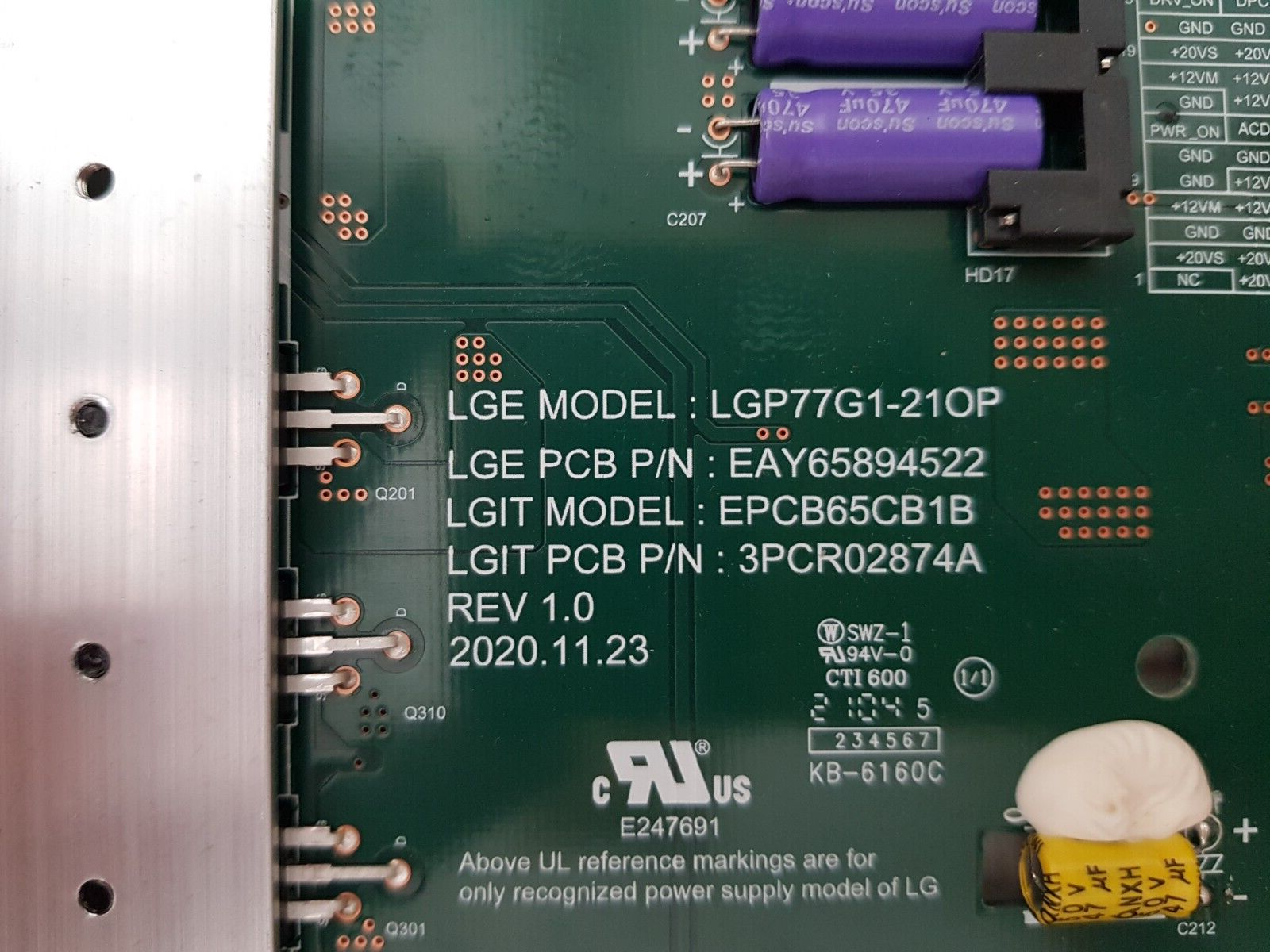GENUINE LG OLED 771GPTA POWER SUPPLY BOARD LGP77G1-21OP EAY65894522 3PCR02874A