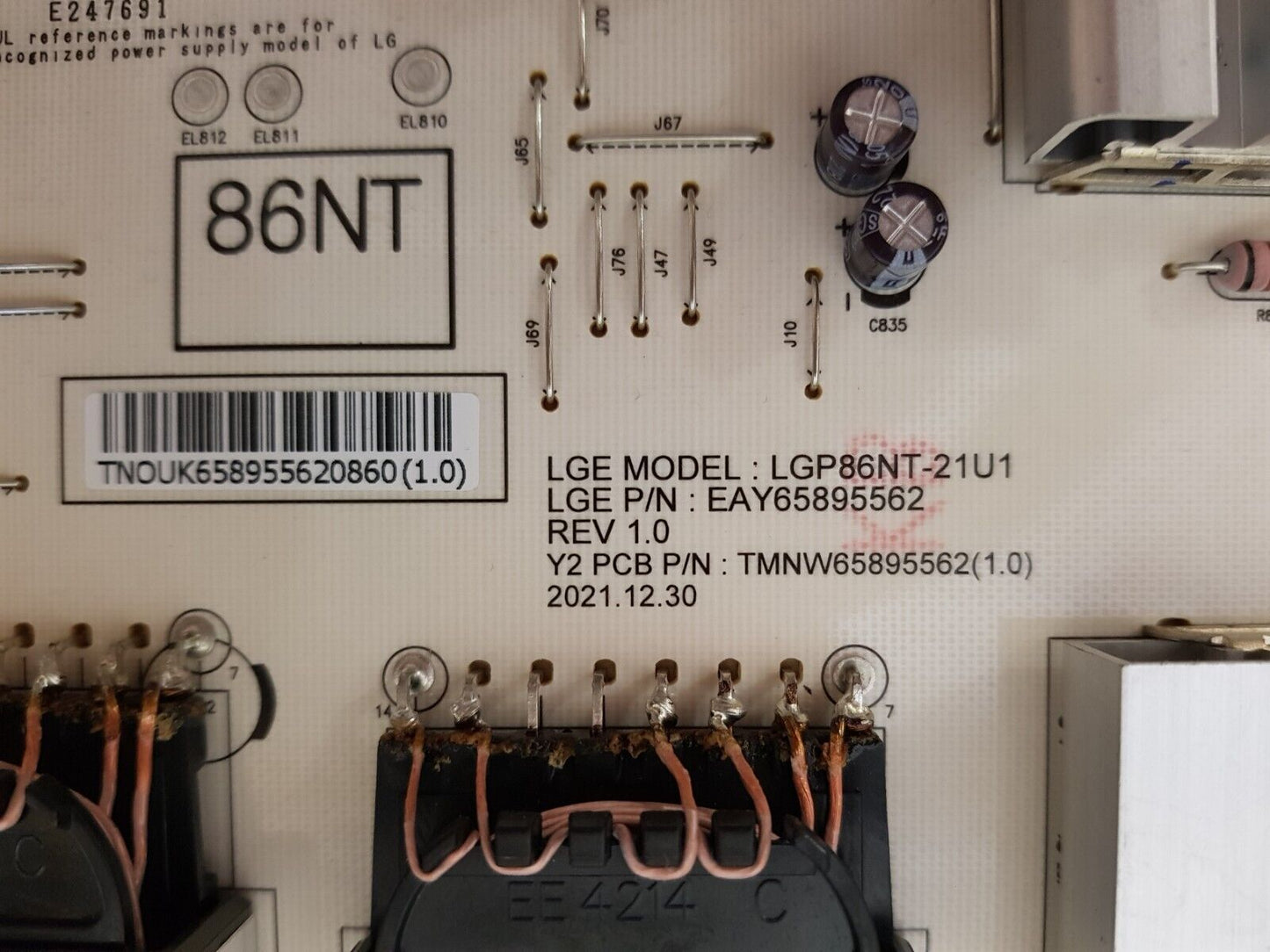 GENUINE LG 86UQ9000PSD POWER SUPPLY BOARD LGP86NT-21U1 EAY65895562