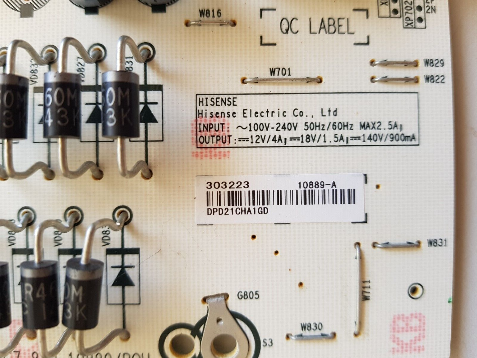 GENUINE HISENSE 65A7G POWER SUPPLY BOARD RSAG7.820.10889 303223