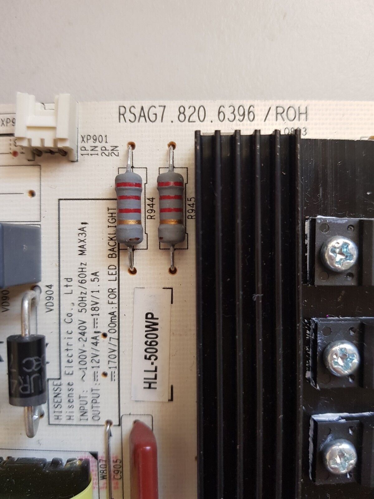 GENUINE HISENSE 58N5 POWER SUPPLY BOARD RSAG7.820.6396 196574 HL-5060WP