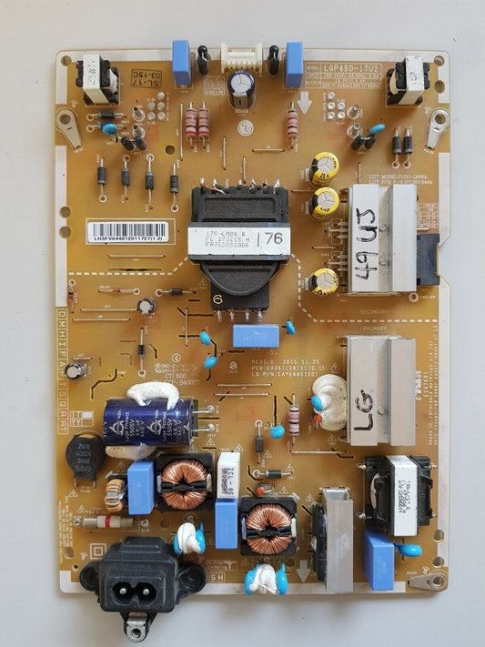 GENUINE LG 49UJ654T POWER SUPPLY BOARD EAY64491201 LGP49D-17U2 EAX67128101