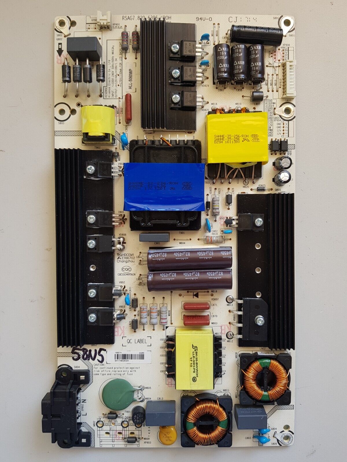 GENUINE HISENSE 58N5 POWER SUPPLY BOARD RSAG7.820.6396 196574 HL-5060WP