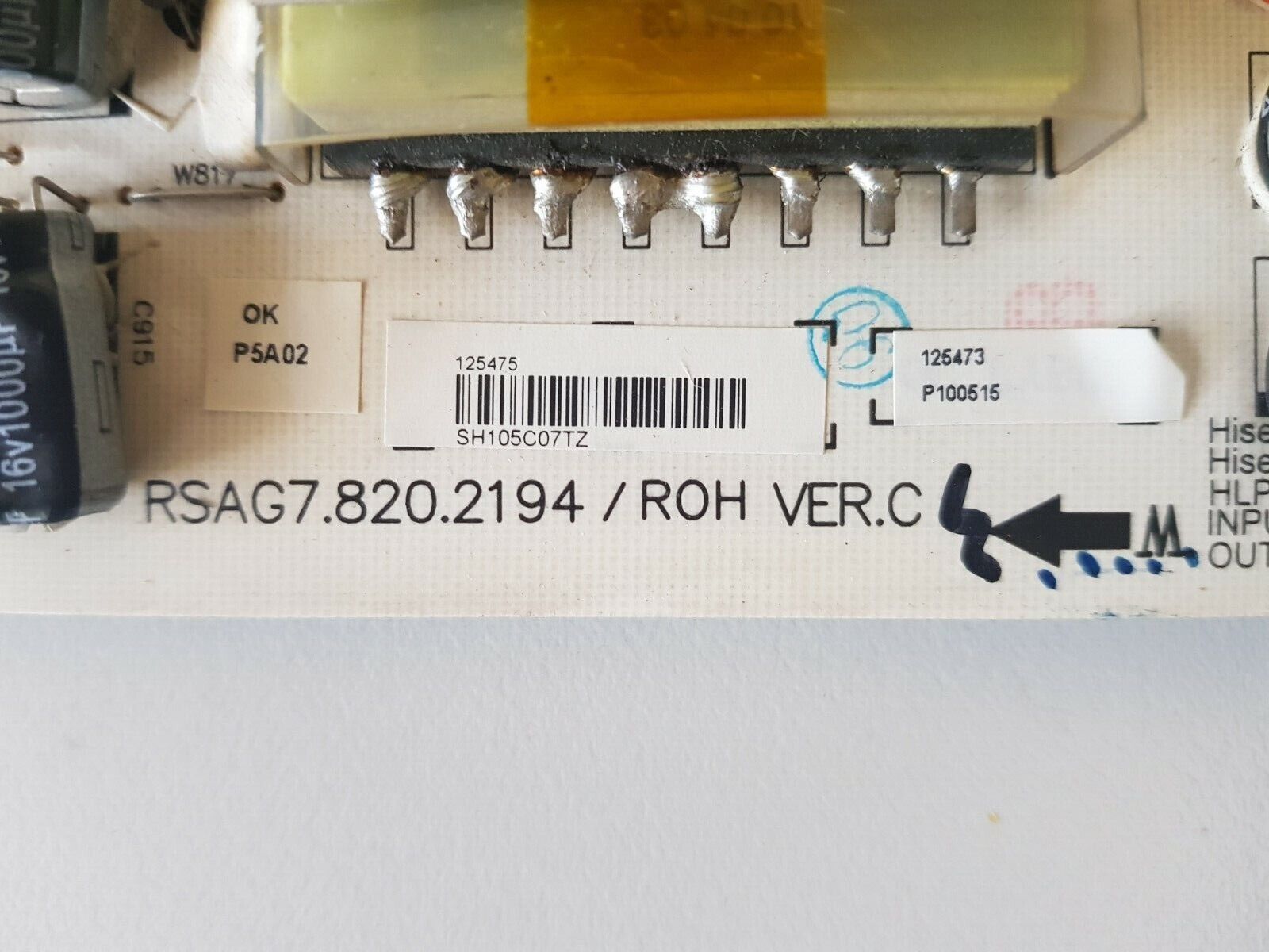 GENUINE HISENSE HZ55T39PZL3D POWER SUPPLY BOARD RSAG7.820.2194/ROH 125475