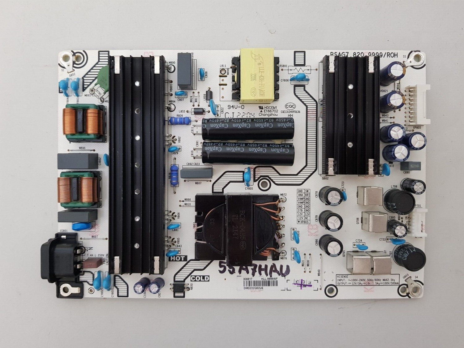 GENUINE HISENSE 55A7HAU / 55A7G POWER SUPPLY BOARD RSAG7.820.9999 HLL-9999WF