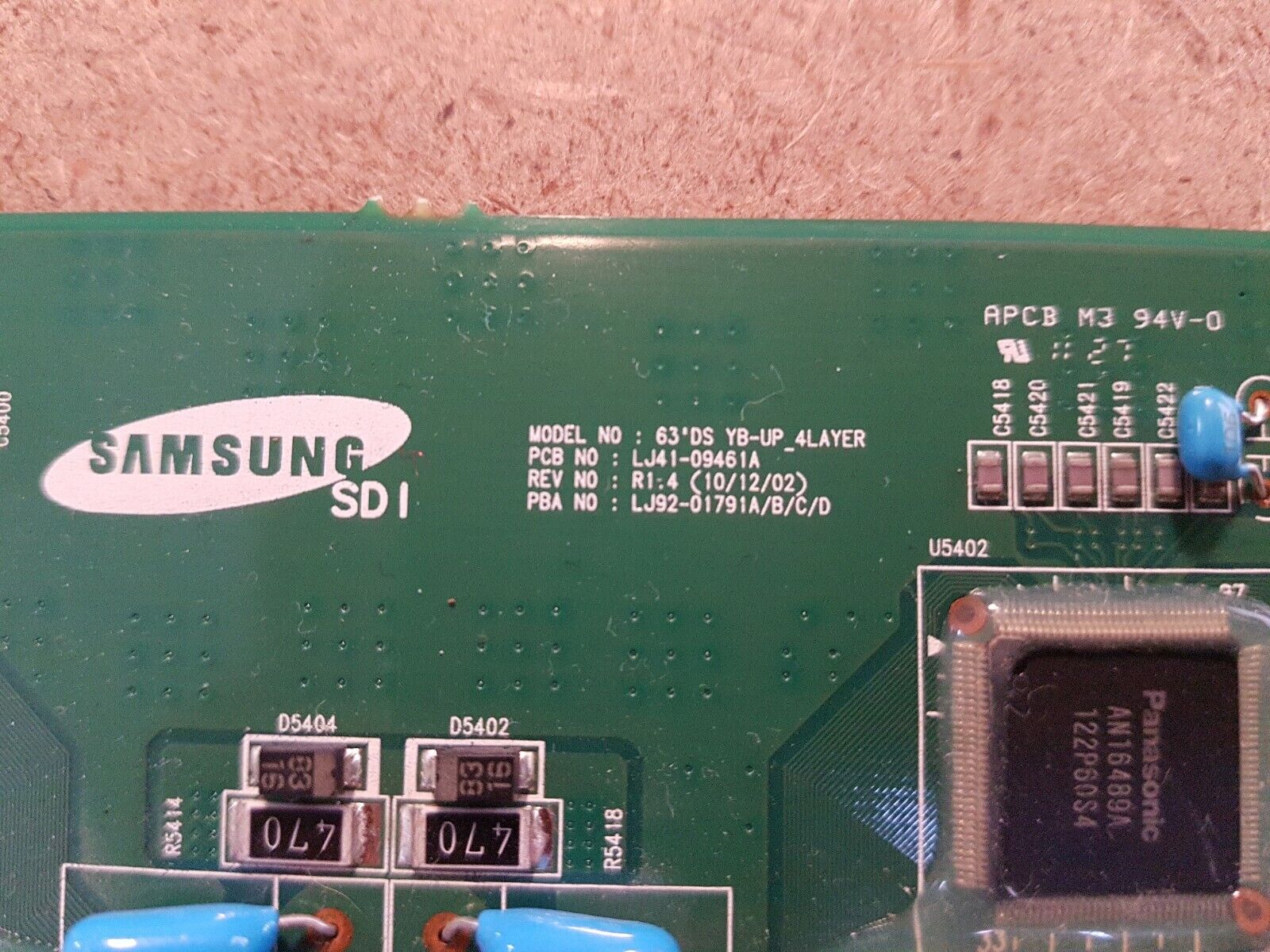 GENUINE Samsung PS64D8000 Y-Buffer Upper Board - LJ41-09461A LJ92-01791A