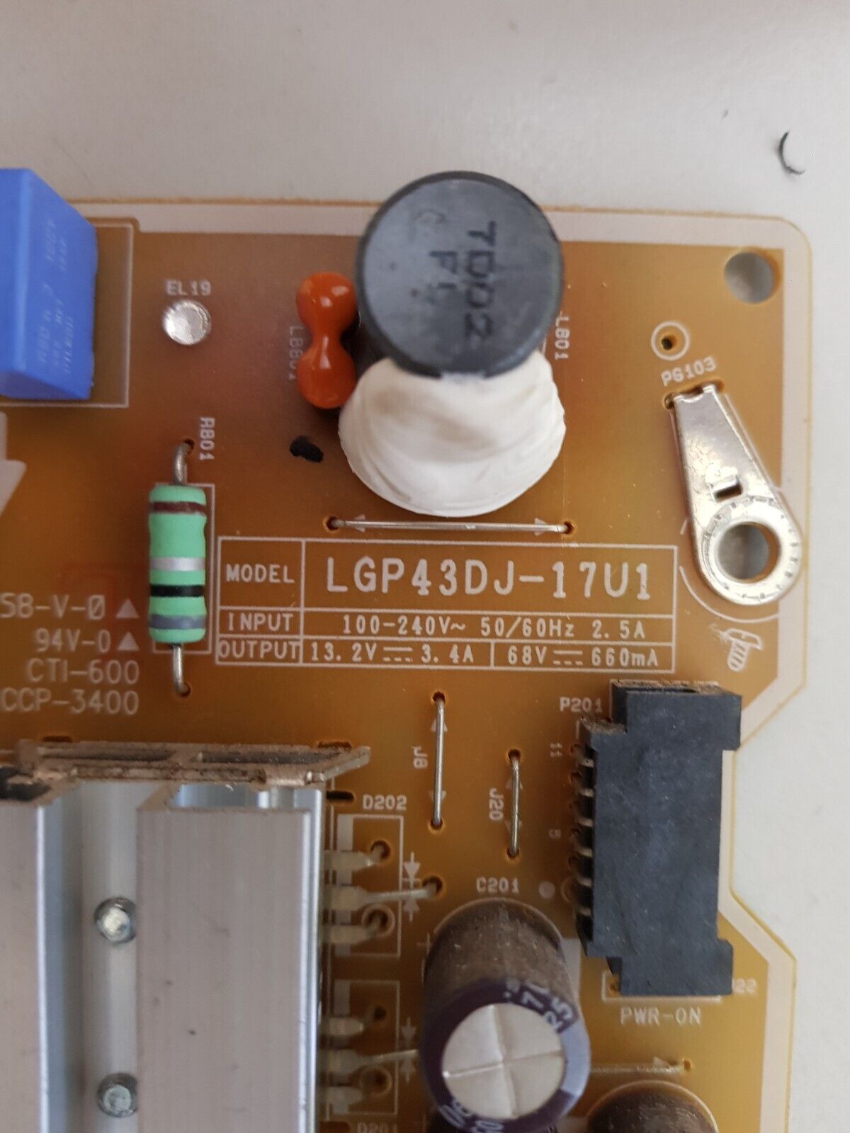 GENUINE LG 43UU640C POWER SUPPLY BOARD EAX67209001 1.5 EAY64529501 LGP43DJ-17U1