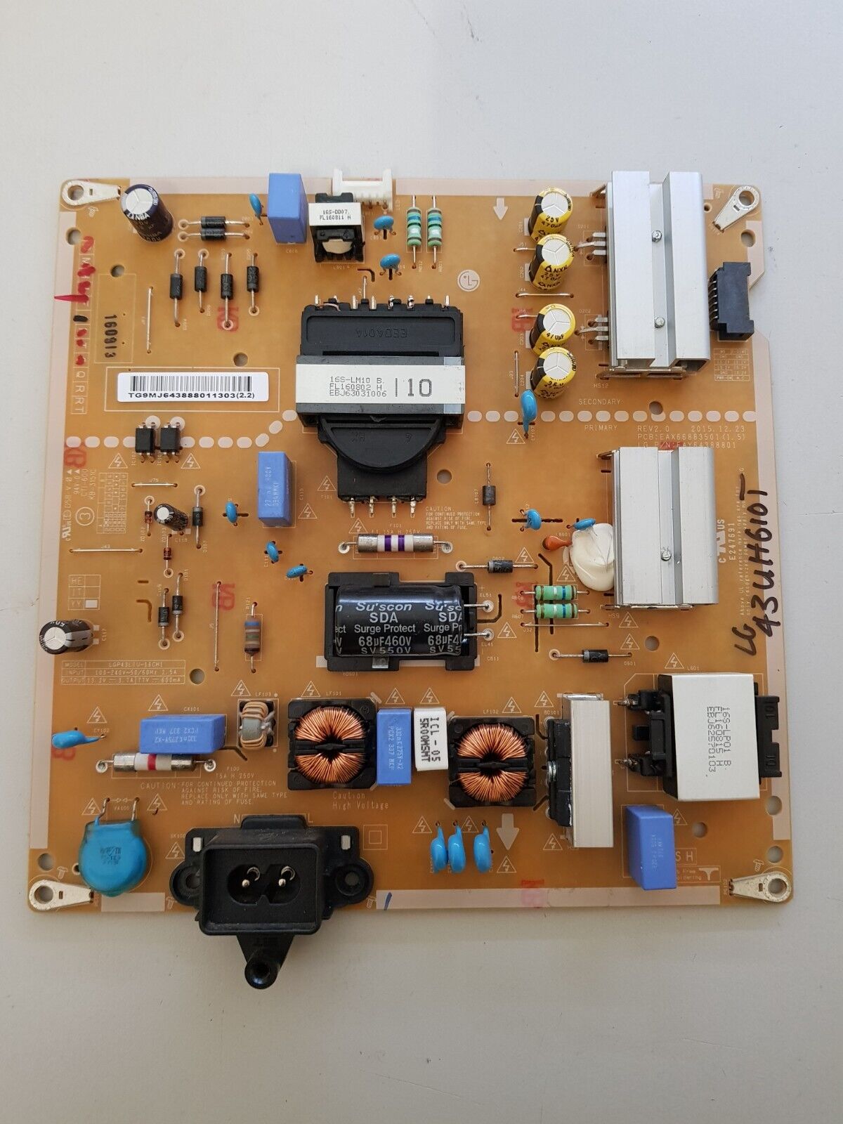 GENUINE LG 43UH610T POWER SUPPLY BOARD  EAY64388801 EAX66883501(1.5)