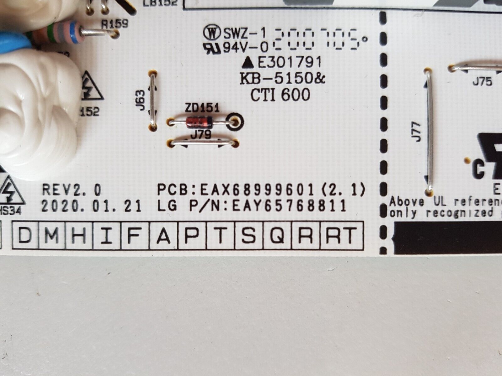 GENUINE LG OLED65BXPTA-AAU POWER SUPPLY BOARD EAX68999601 (2.1) EAY65768811