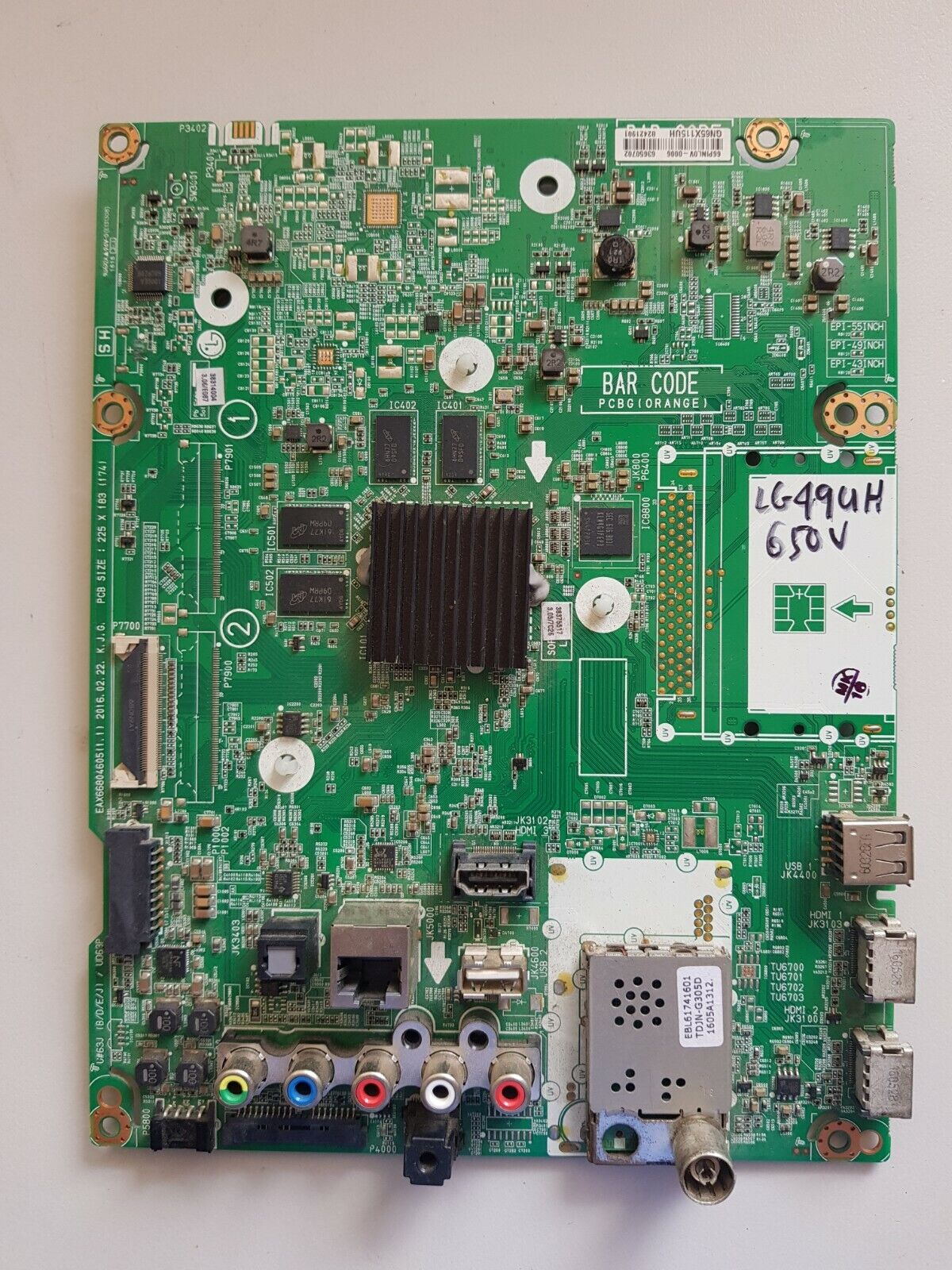 GENUINE LG 49UH650V MAIN BOARD EAX66804605 (1.1)