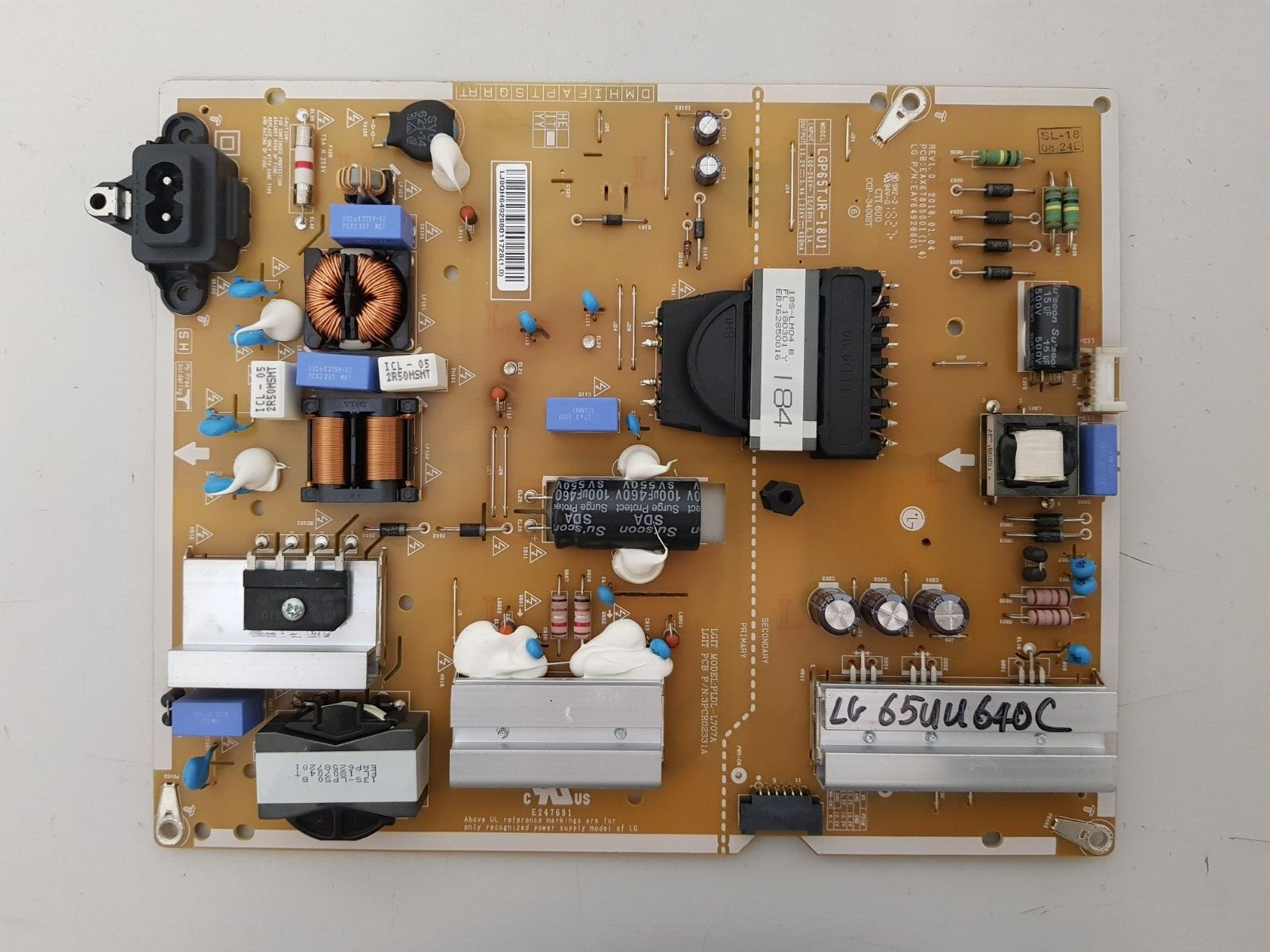 GENUINE LG 65UU640C POWER SUPPLY BOARD EAY64928801 LGP65TJR-18U1 EAX67805001 1.4
