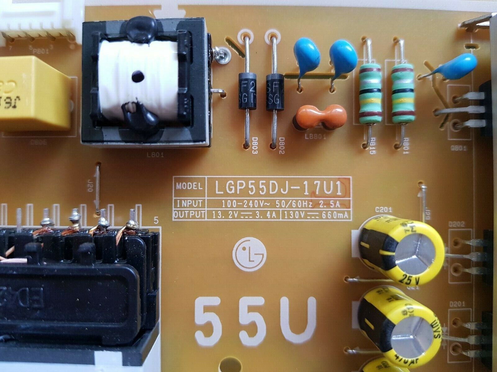 GENUINE LG 55UJ634T POWER SUPPLY BOARD EAY64529401 EAX67189101 LGP55DJ-17U1