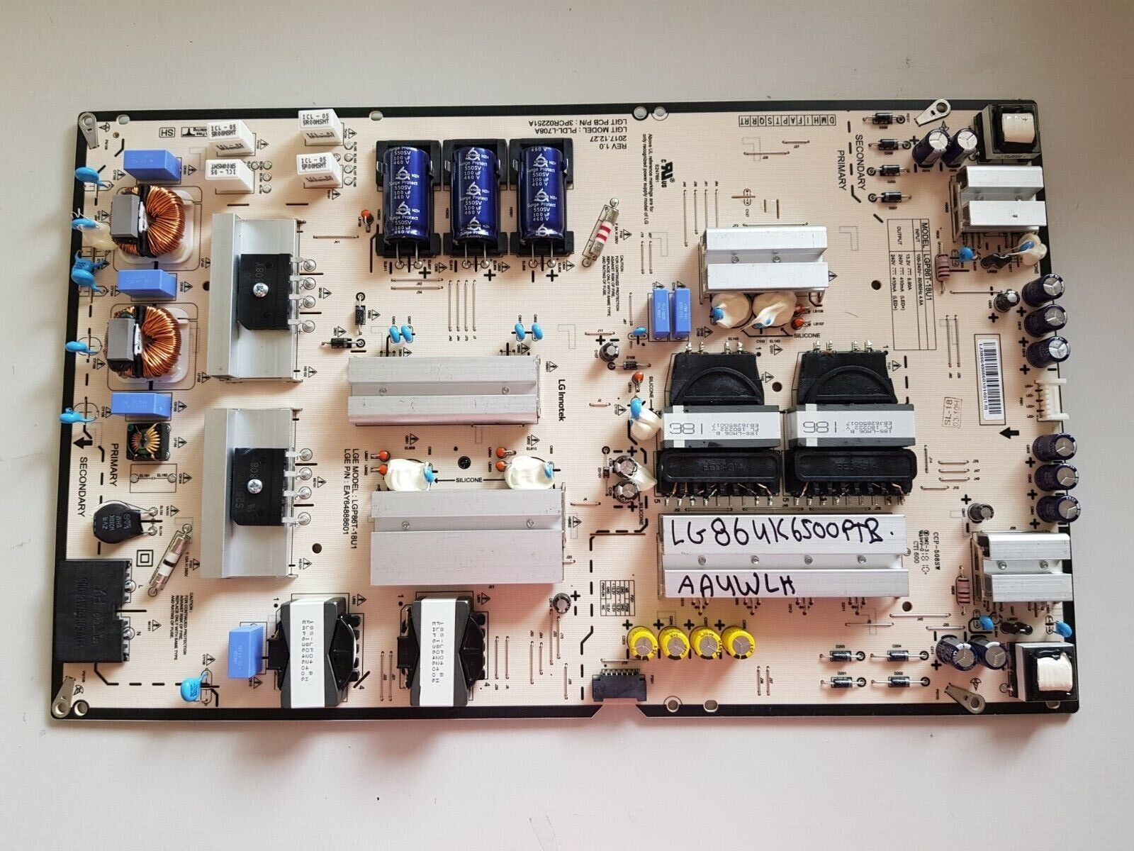 GENUINE LG 86UK6500 POWER SUPPLY BOARD EAY64888601 LGP86T-18U1 PLDL-L708A