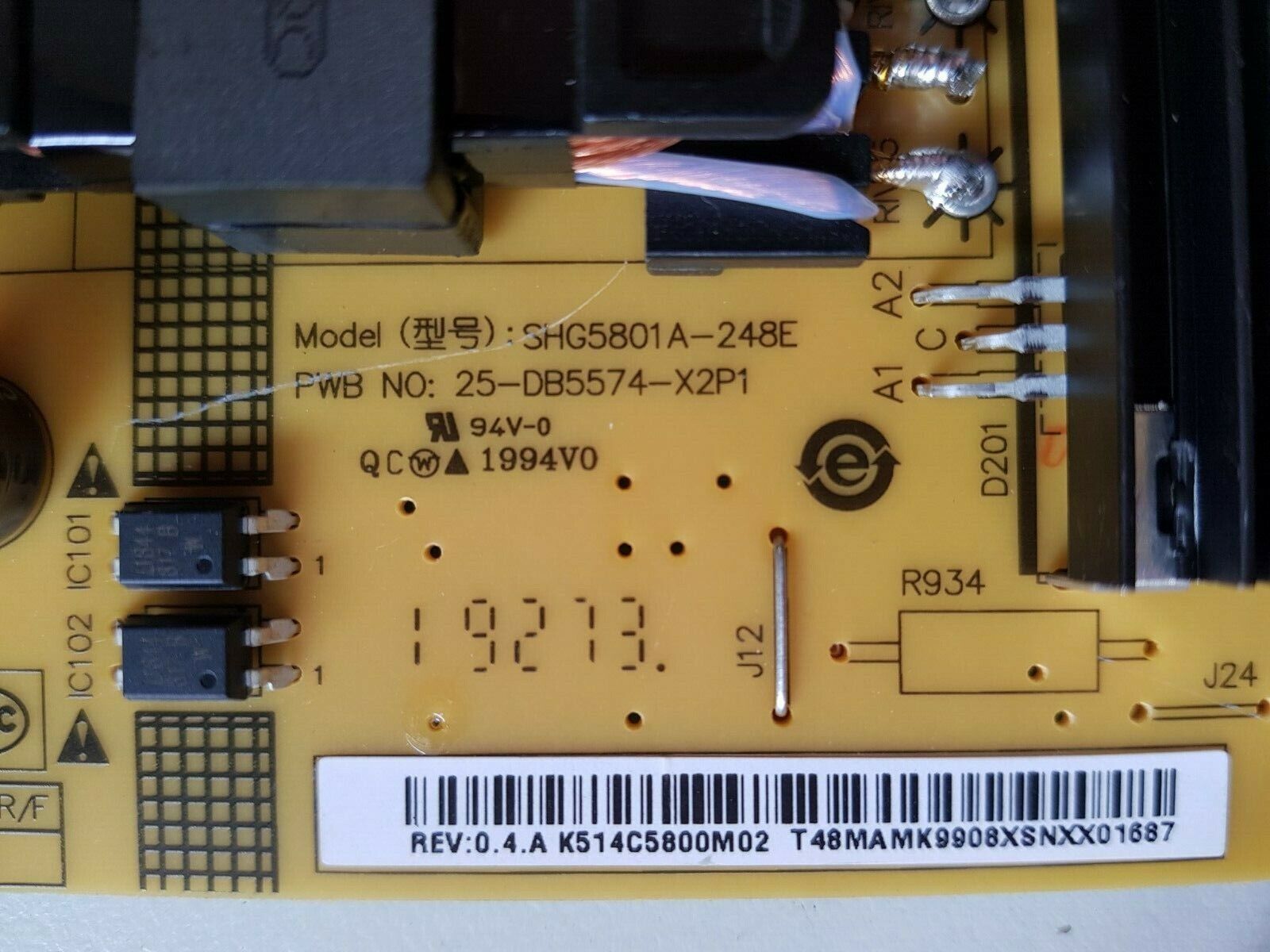 GENUINE MI L58M5-4C POWER SUPPLY BOARD SHG5801A-248E 25-DB5574-X2P1 CCP-3400