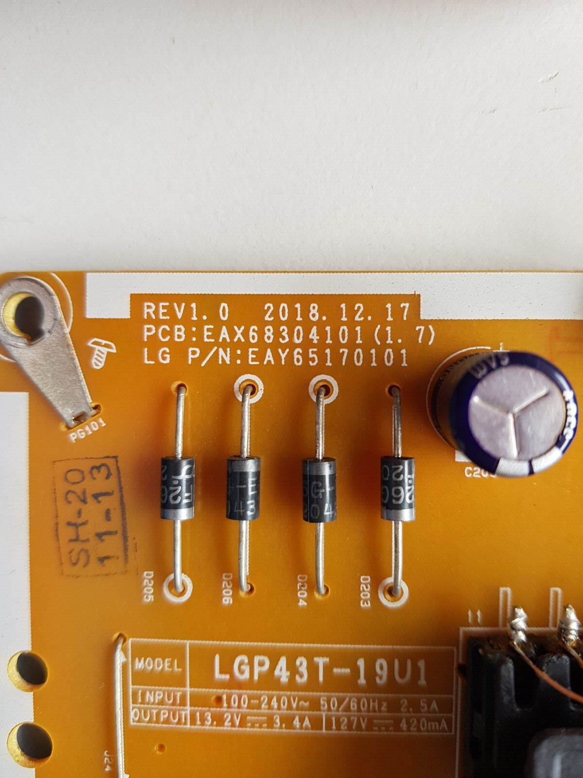 GENUINE LG 43UT640STA POWER SUPPLY BOARD EAX68304101 (1.7) EAY65170101