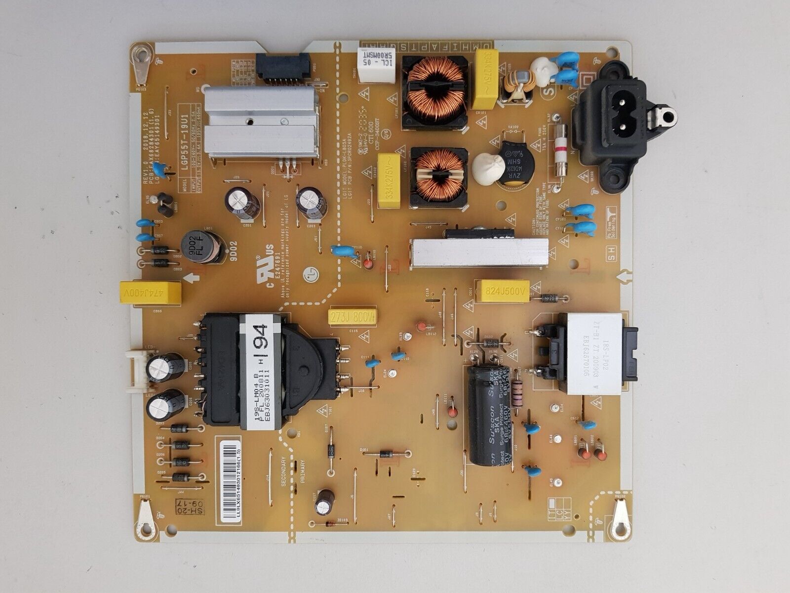 GENUINE LG 55UN7300 POWER SUPPLY BOARD EAY65149301 LGP55T-19U1 EAX68284301 1.6