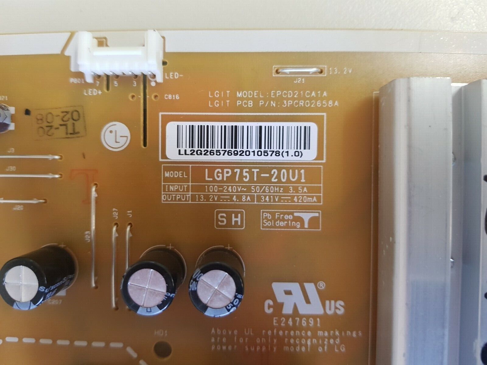 GENUINE LG 75UN8100PTB  POWER SUPPLY BOARD EAY65769201 LGP75T-20U1 EAX69063801