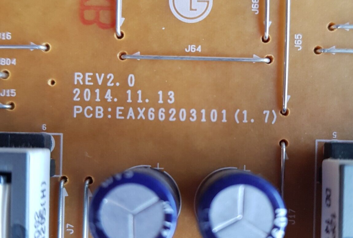 GENUINE LG 49LF5500 60LF6300 POWER SUPPLY BOARD EAX66203101 1.7 LGP4760RI-15CH2