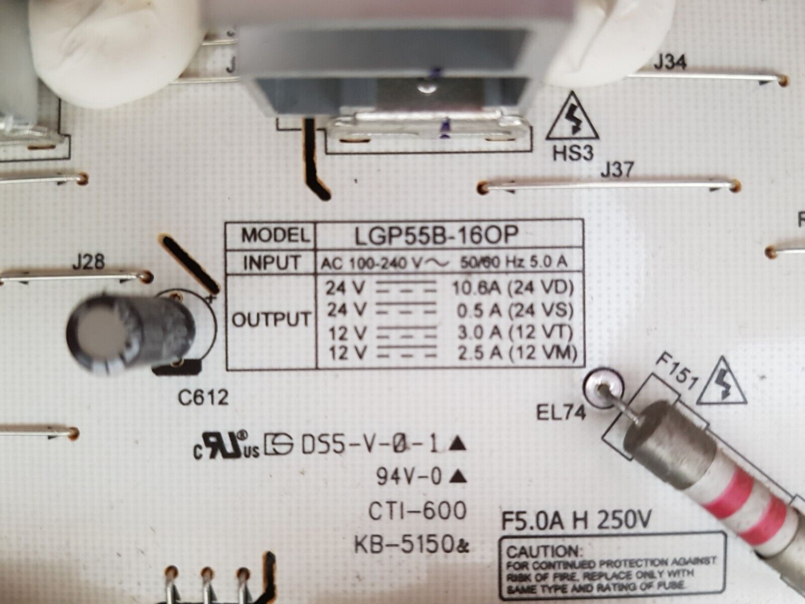 GENUINE LG OLED 55B6T POWER SUPPLY BOARD EAY64389001 LGP55B-16OP