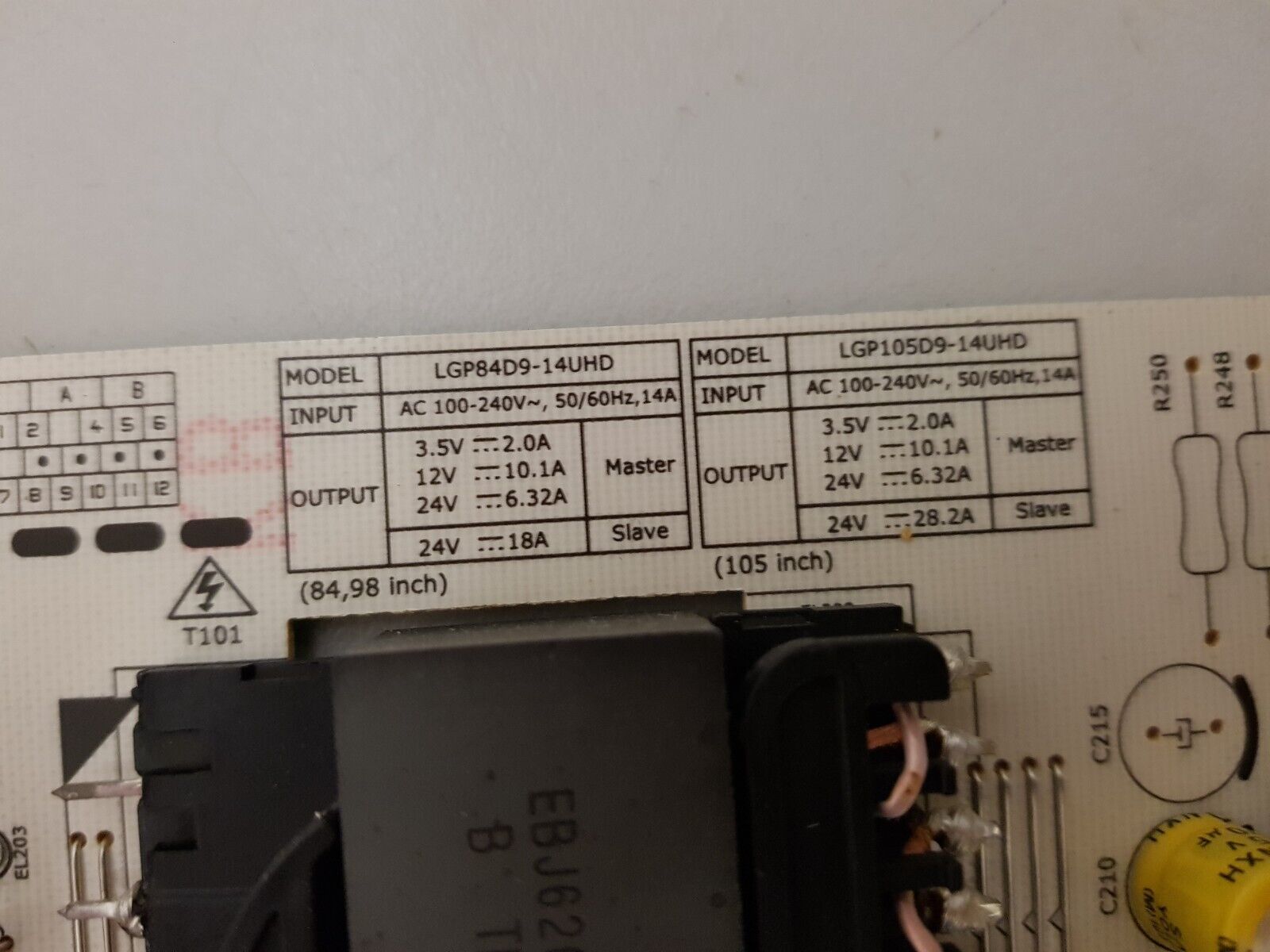 GENUINE LG 84UB980T POWER SUPPLY BOARD (MASTER BOARD) EAY63108701 LGP105D9-14UHD
