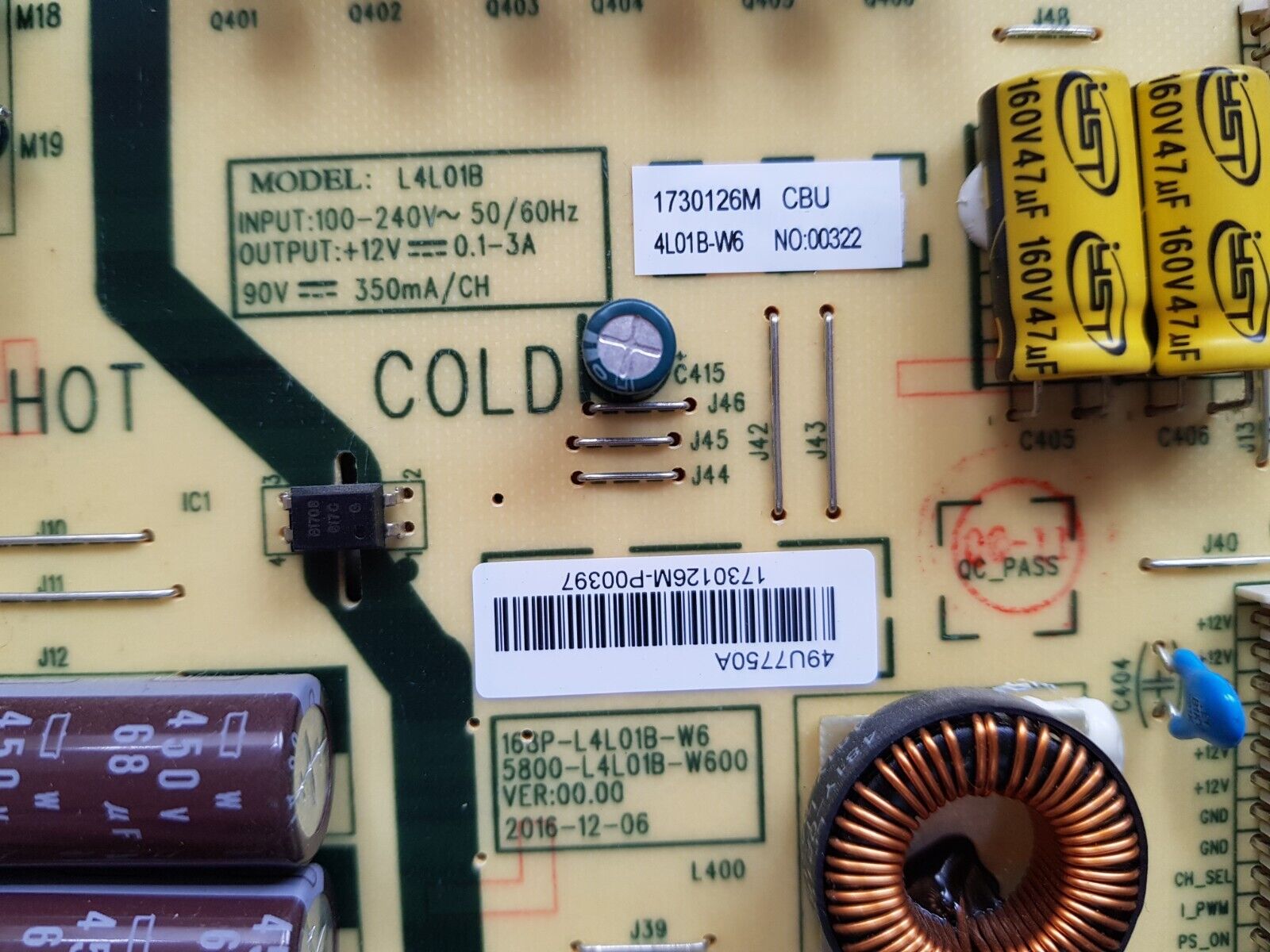 GENUINE TOSHIBA 49U7750A POWER SUPPLY BOARD L4L01B