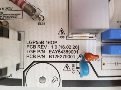 GENUINE LG OLED 55B6T POWER SUPPLY BOARD EAY64389001 LGP55B-16OP