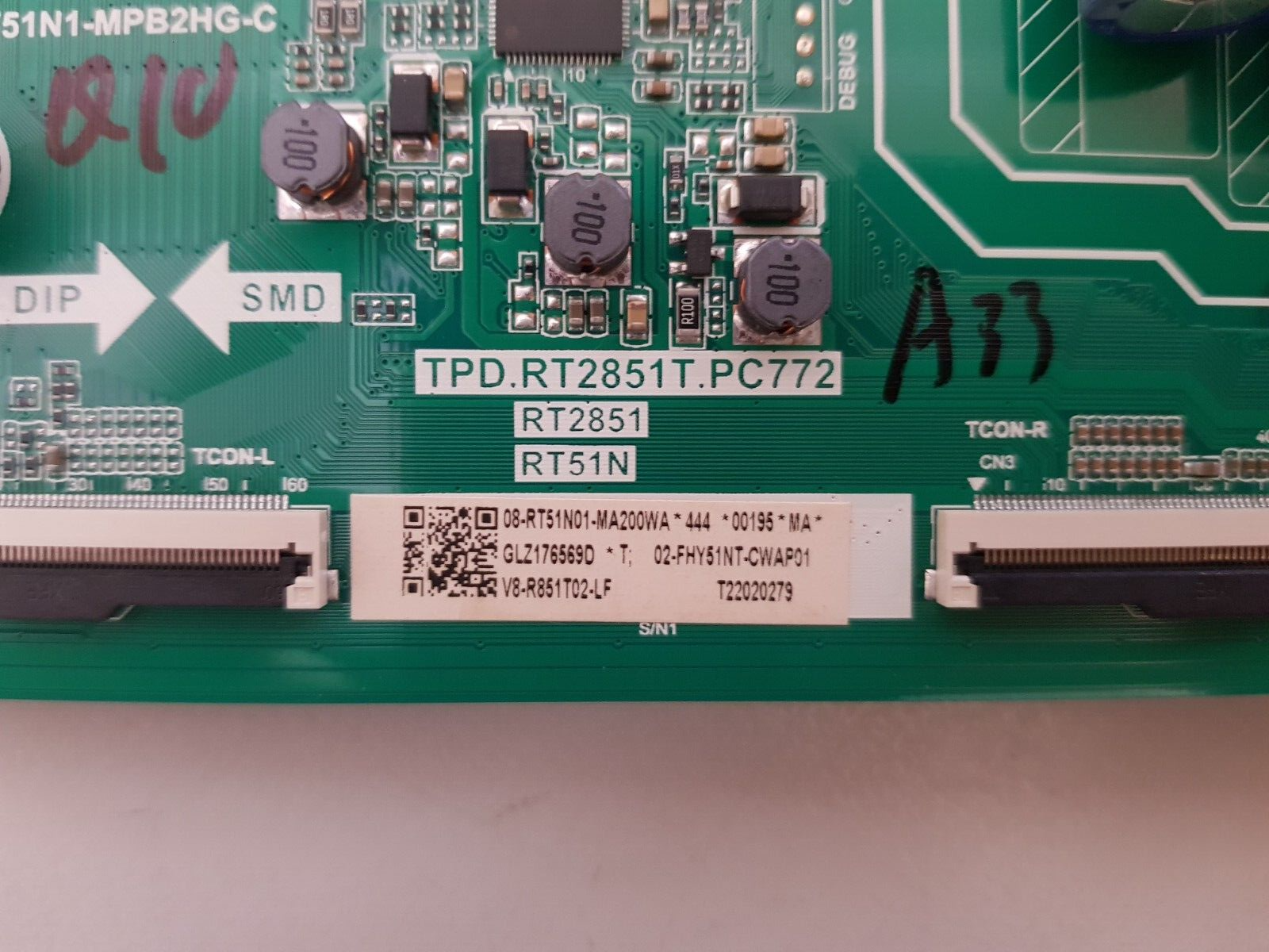 GENUINE TCL 55P615 MAIN BOARD 40-RT51N1-MPB2HG-C TPD.RT2851T.PC772 RT2851 RT51N
