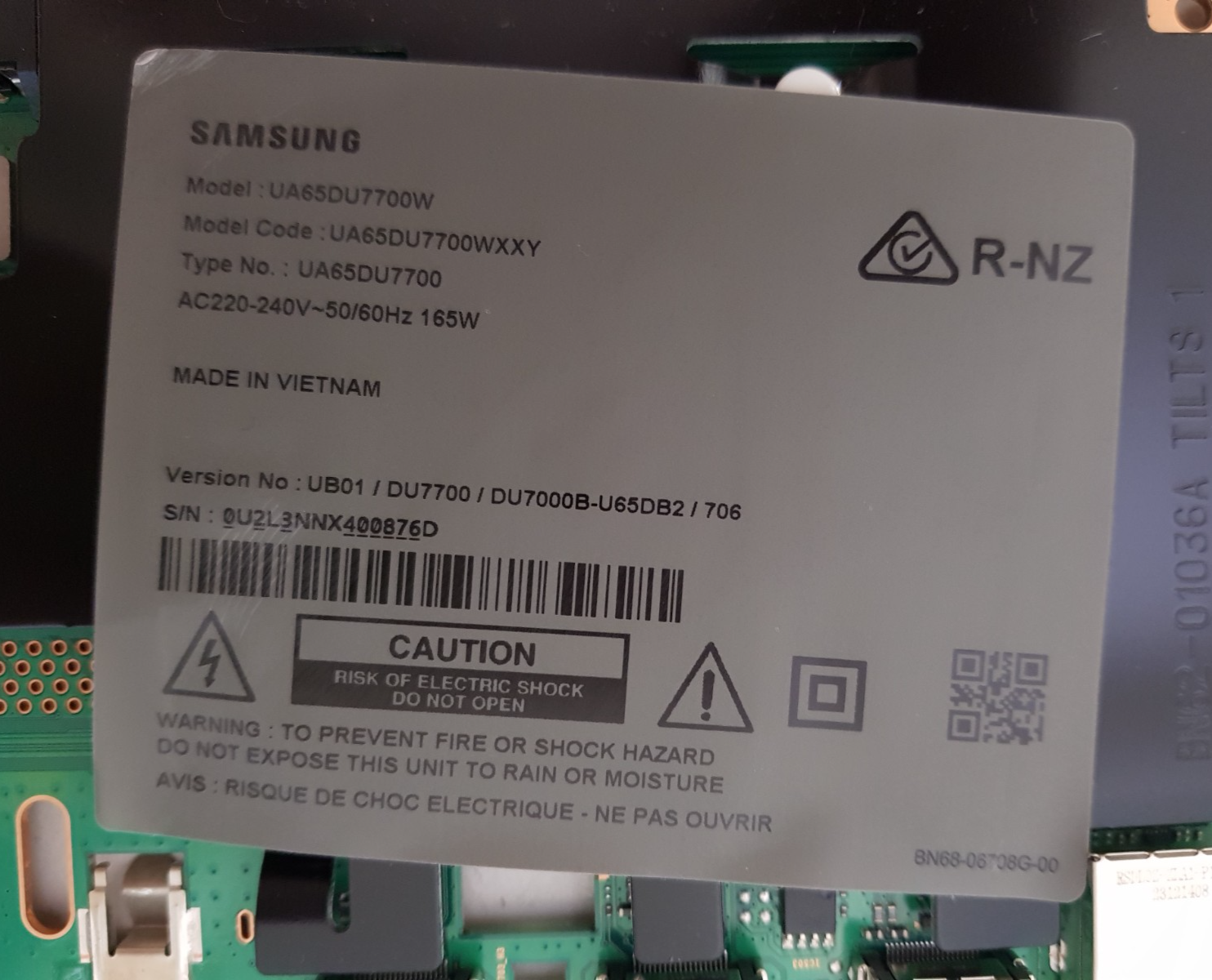 GENUINE SAMSUNG UA65DU7700 (VER UB01) MAIN BOARD BN96-58681G