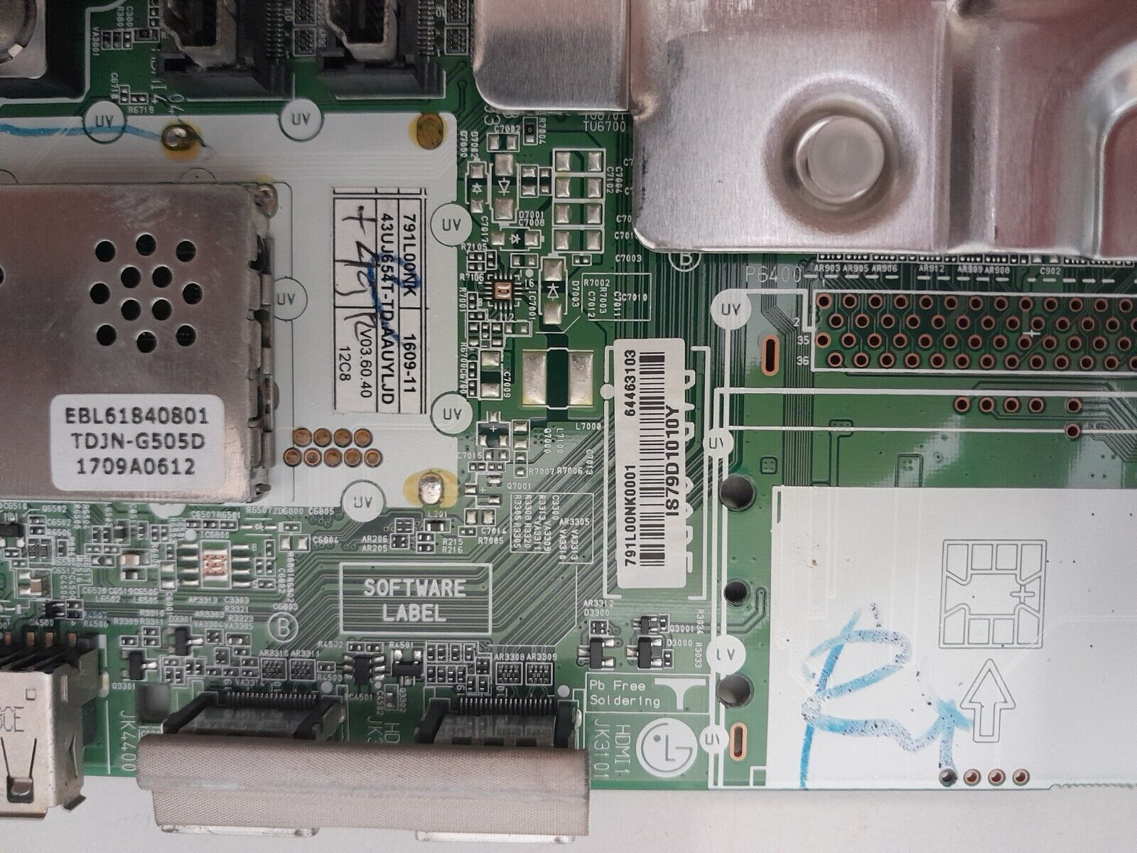 GENUINE LG 43UJ654T -TD.AAUYLJD MAIN BOARD 64463103 EAX67133404 1.0