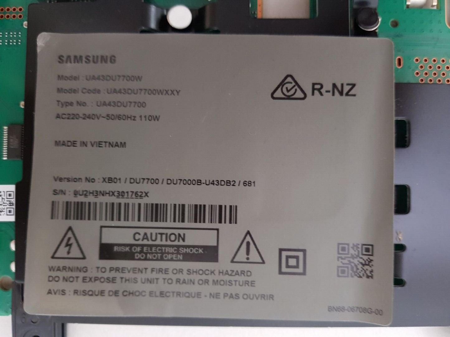 GENUINE SAMSUNG UA43DU7000 WXXY (VER XB01) MAIN BOARD BN96-58674N