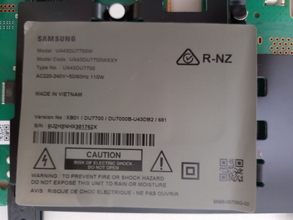 GENUINE SAMSUNG UA43DU7000 WXXY (VER XB01) MAIN BOARD BN96-58674N