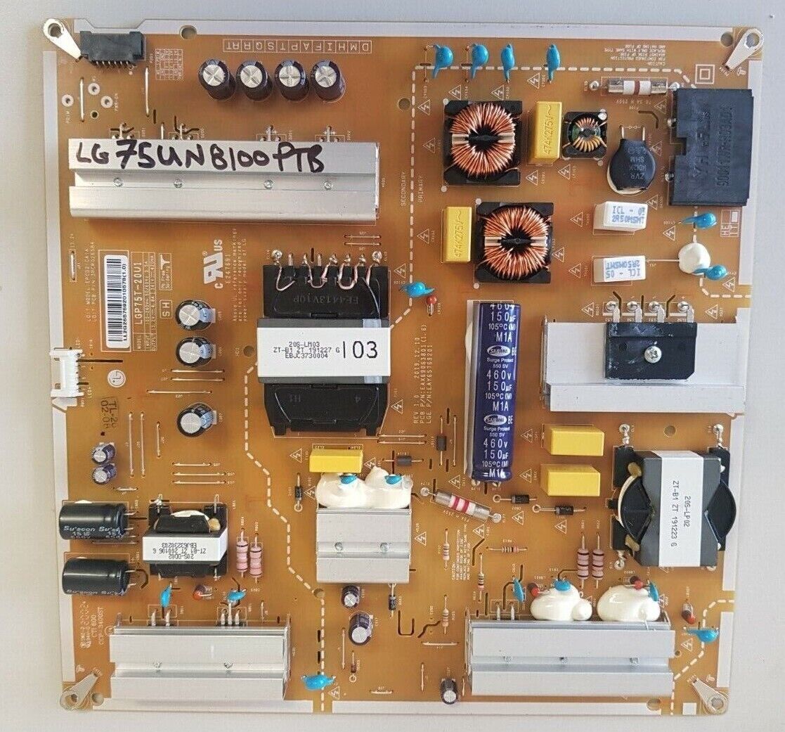 GENUINE LG 75UN8100PTB  POWER SUPPLY BOARD EAY65769201 LGP75T-20U1 EAX69063801
