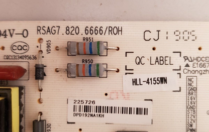GENUINE HISENSE 49P4 POWER SUPPLY BOARD RSAG7.820.6666 HLL-4155WN 225726