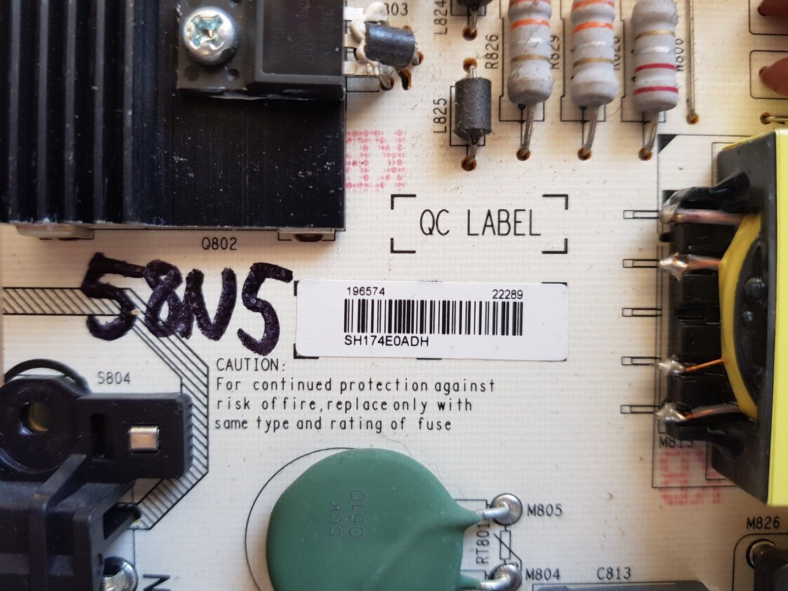 GENUINE HISENSE 58N5 POWER SUPPLY BOARD RSAG7.820.6396 196574 HL-5060WP