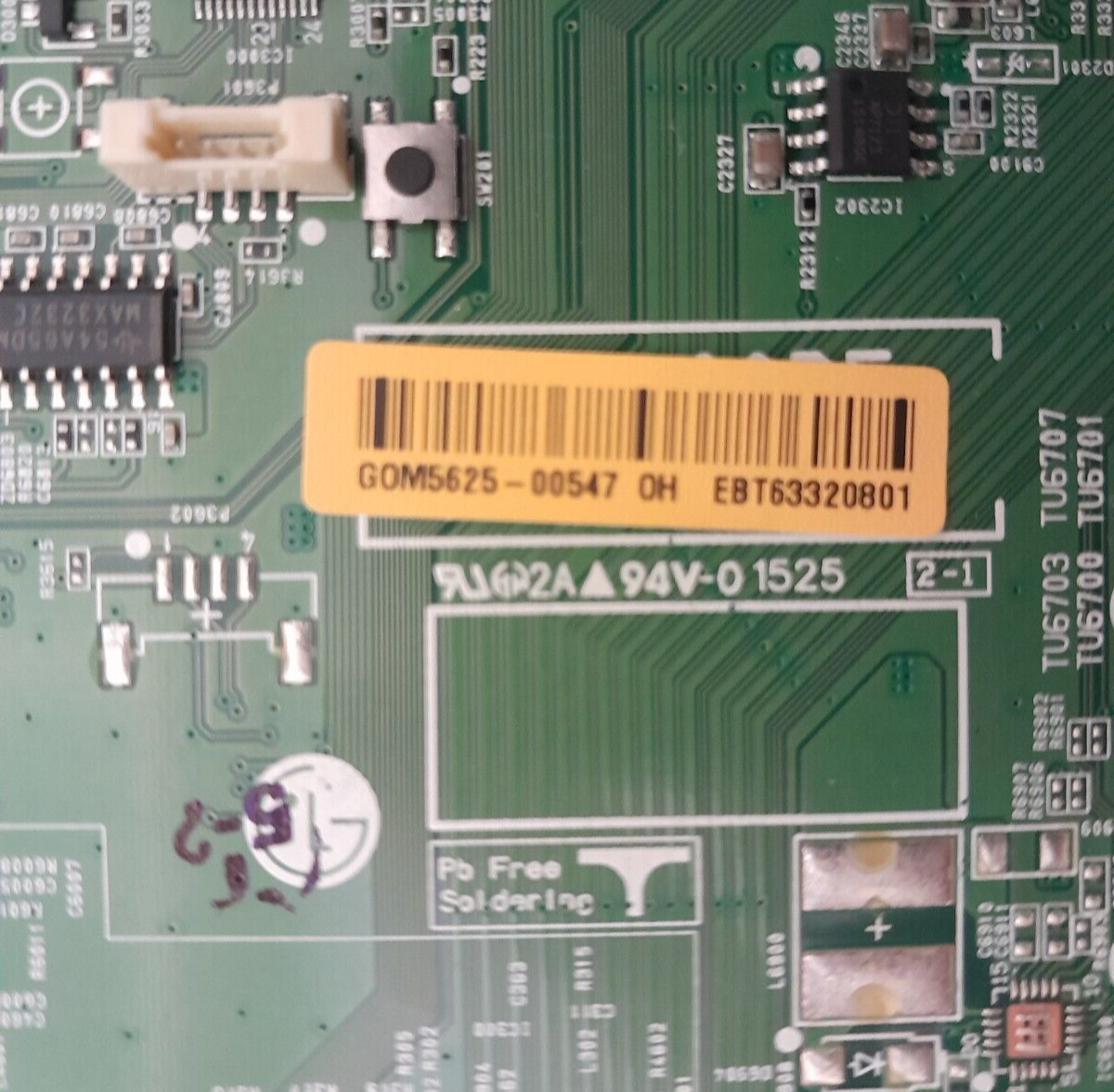 GENUINE LG 55EC930T MAIN BOARD 62808601 EAX65612205 1.0 EBT63320801