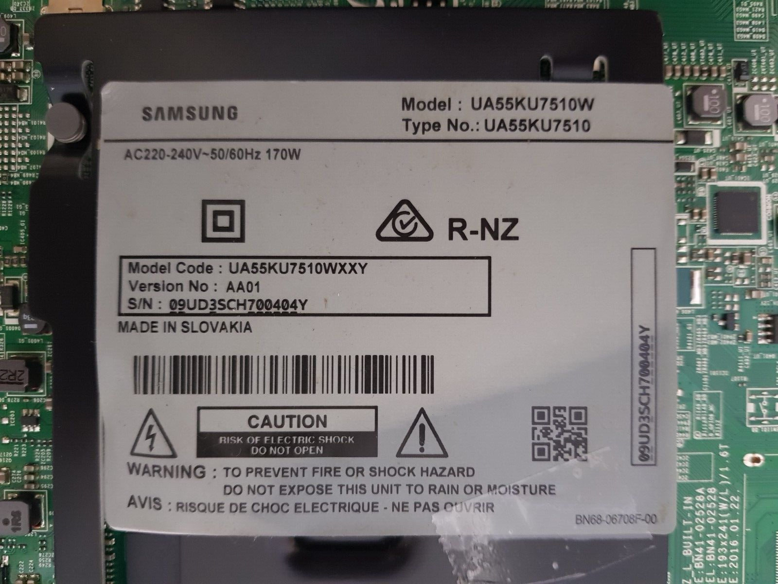 GENUINE SAMSUNG UA55KU7510 WXXY (VER AA01) MAIN BOARD BN94-10785H BN41-02528A