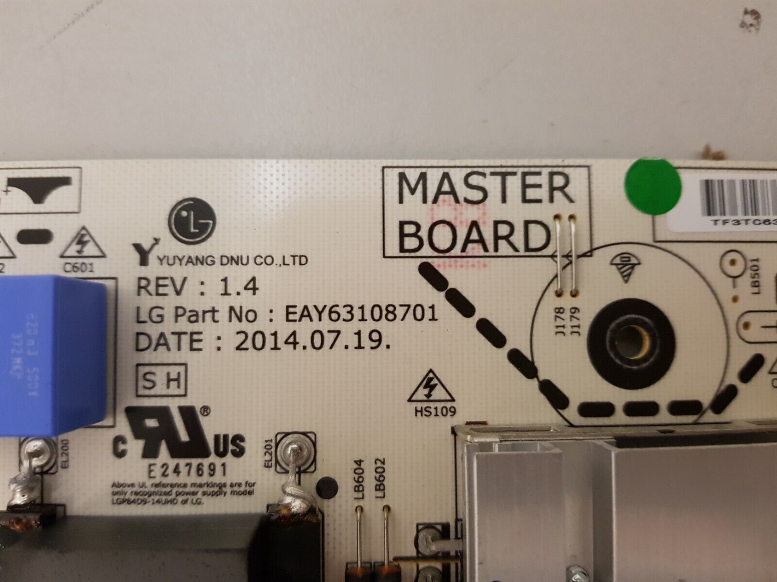 GENUINE LG 84UB980T POWER SUPPLY BOARD (MASTER BOARD) EAY63108701 LGP105D9-14UHD
