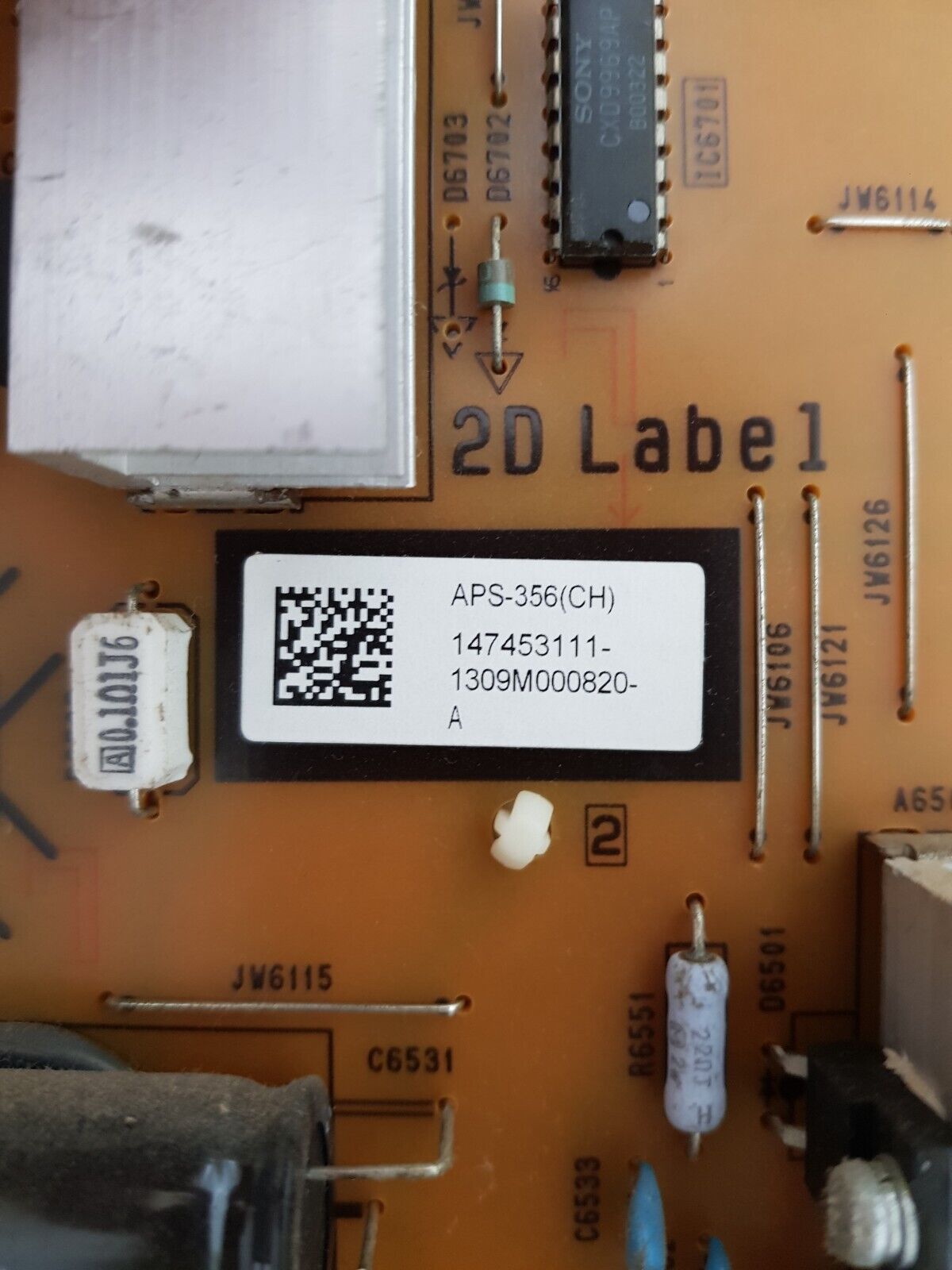 GENUINE SONY KDL 65W850A POWER SUPPLY BOARD G7 1-888-526-12 APS-356 147453111