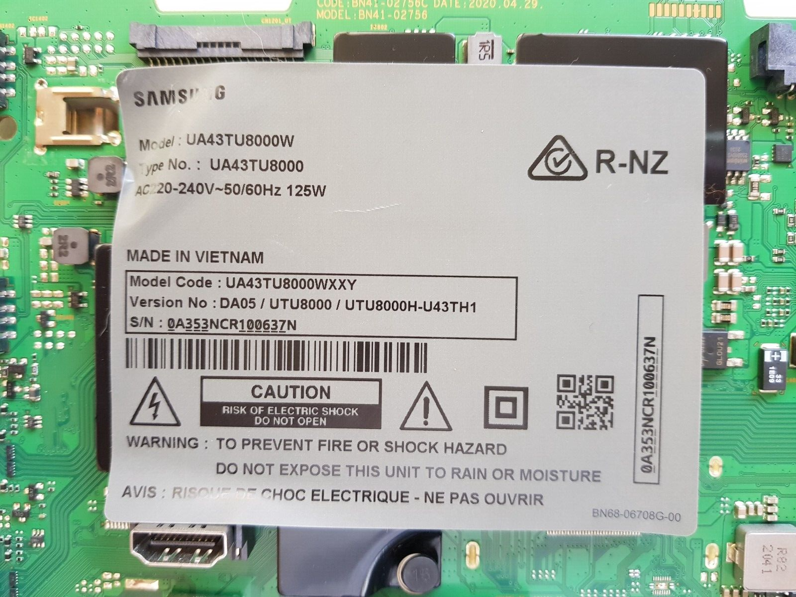 GENUINE SAMSUNG UA43TU8000WXXY (VER DA05) MAIN BOARD BN94-16079Z BN41-02756C
