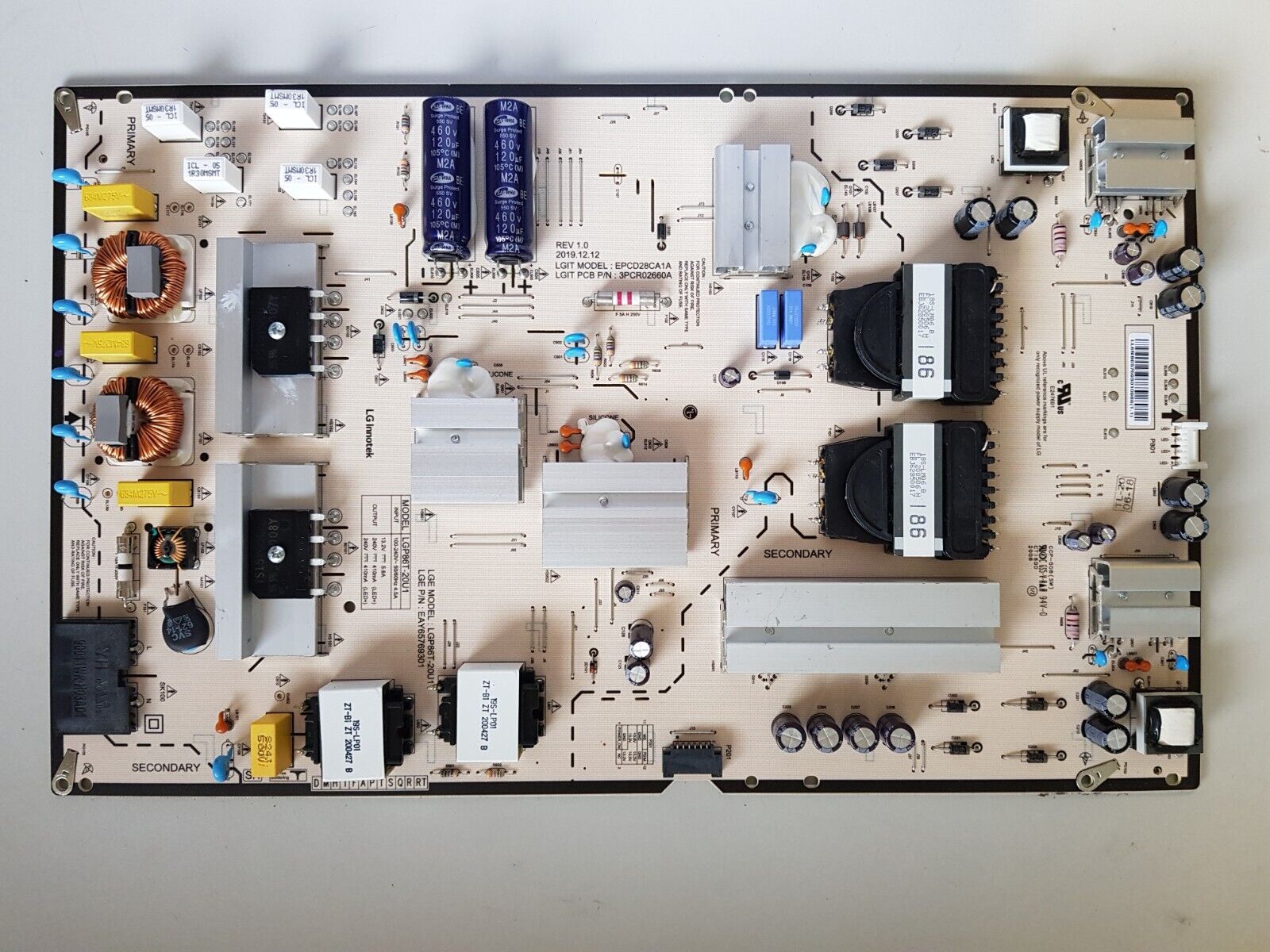 GENUINE LG 86UN8100PTB POWER SUPPLY BOARD EAY65769301 LGP86T-20U1 3PCR02660A