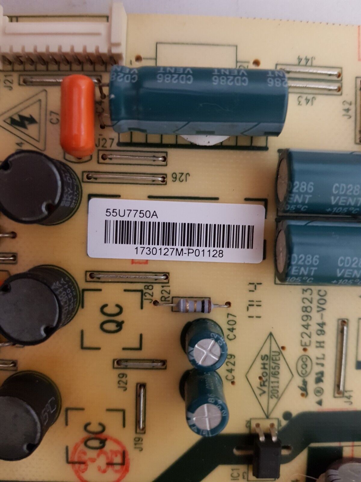 GENUINE TOSHIBA 55U7750A POWER SUPPLY BOARD 5835-L5L01P-W000 168P-L5L01P-W0